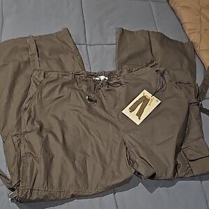 Gray Wide Leg Cargo Pants